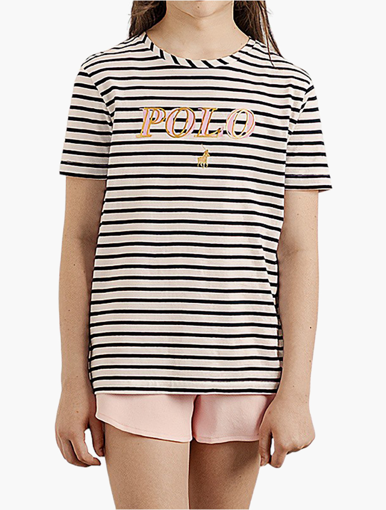 MyRunway Shop Polo Girls Navy Roxanne Striped Printed Tee for Kids